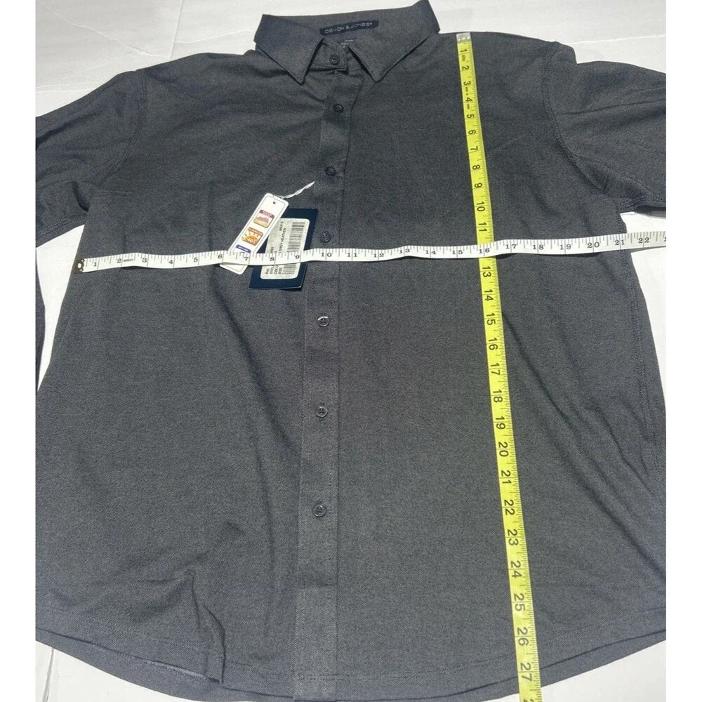 Devon & Jones Mens Large Button Up Shirt Long Sleeve Dark Grey Heather DG230 NWT